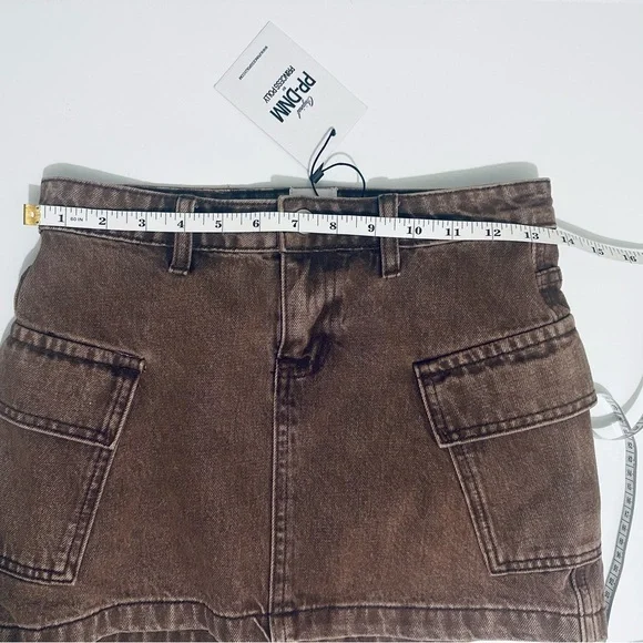 Princess Polly Zakai Cargo Denim Mini Skirt, Brown, Women’s Size 2, NWT - Picture 9 of 16